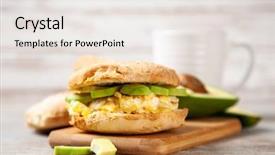  Presentation with avocado - Beautiful presentation theme featuring omlet - avocado and egg sandwich backdrop and a  colored foreground