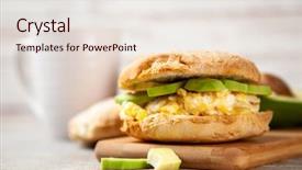  Presentation with avocado - Audience pleasing slide set consisting of omlet - avocado and egg sandwich backdrop and a  colored foreground