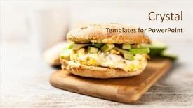  Presentation with avocado - Slide set enhanced with omlet - avocado and egg sandwich background and a  colored foreground