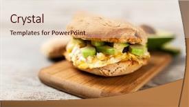  Presentation with sandwich all plates - Presentation design with omlet - avocado and egg sandwich background and a  colored foreground