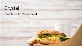  Presentation with avocado - Audience pleasing PPT layouts consisting of omlet - avocado and egg sandwich backdrop and a white colored foreground