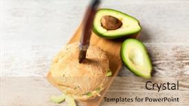  Presentation with cute sandwich - PPT theme consisting of omlet - avocado and egg sandwich background and a coral colored foreground