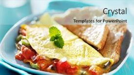  Presentation with breakfast - Colorful theme enhanced with omlet - breakfast omelet with buttered toast backdrop and a arctic colored foreground