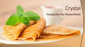  Presentation with sambal hot sauce - PPT theme consisting of omlet - tasty pancakes with sauce breakfast background and a  colored foreground