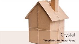  Presentation with white house - Cool new PPT theme with on a white background backdrop and a coral colored foreground