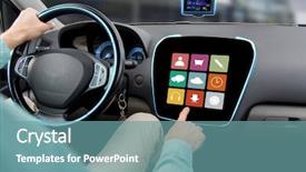  Presentation with automotive - PPT theme consisting of on-board computer menu background and a seafoam green colored foreground