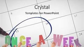  Presentation with hands holding be brave word - Slide deck featuring once a week against calendar background and a white colored foreground