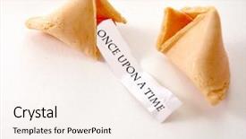  Presentation with once upon time - PPT layouts having open fortune cookie with a fortune of once upon a time background and a sky blue colored foreground