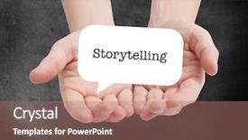  Presentation with storytelling - PPT layouts consisting of telling time - storytelling written on a speechbubble background and a coral colored foreground