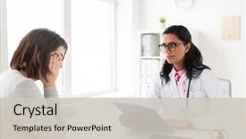  Presentation with pink ribbon breast awareness - Slide set with oncology and breast cancer concept background and a soft green colored foreground