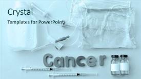  Presentation with pharmacy - Colorful slide set enhanced with oncology pharmacy - medicines with word cancer backdrop and a cool aqua colored foreground