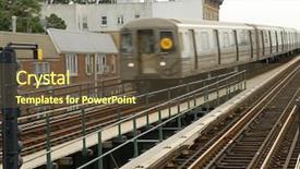  Presentation with train - Colorful theme enhanced with new york city subway station - oncoming train backdrop and a tawny brown colored foreground