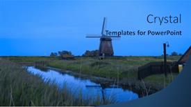  Presentation with windmill - PPT theme consisting of ondermolen-d-windmill-near-schermerhorn background and a light blue colored foreground