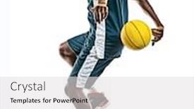  Presentation with basketball - PPT theme enhanced with one-african-basketball-player-young background and a light gray colored foreground