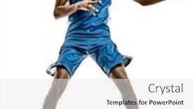  Presentation with basketball - PPT layouts with one-african-basketball-player-young background and a white colored foreground