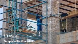  Presentation with construction site construction - Audience pleasing presentation consisting of one-african-construction-worker-pulling backdrop and a ocean colored foreground