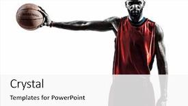  Presentation with basketball - Presentation theme featuring one african man basketball player background and a white colored foreground