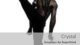  Presentation with dancing - Colorful theme enhanced with one african man dancer dancing on studio isolated white background backdrop and a light gray colored foreground