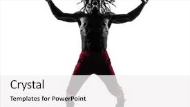  Presentation with zumba - Colorful presentation enhanced with puppy dog border collie playing with ball on white studio background backdrop and a white colored foreground