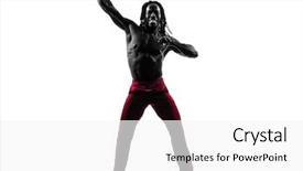  Presentation with fitness - Slide set consisting of one african man exercising fitness background and a white colored foreground