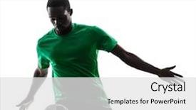  Presentation with juggling - Cool new PPT theme with one african man soccer player backdrop and a light gray colored foreground