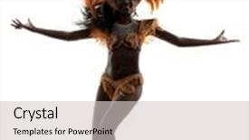  Presentation with dancing - Presentation design with one african woman samba dancer dancing silhouette on white background background and a light gray colored foreground