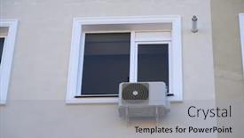  Presentation with conditioner - PPT theme enhanced with one-air-conditioner-outside-unit background and a light gray colored foreground