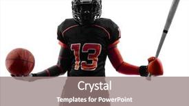 Presentation with base - Beautiful slide set featuring one american football player holding backdrop and a gray colored foreground