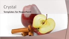  Presentation with cinnamon - Slide deck enhanced with one and a half red apples and cinnamon sticks background and a light gray colored foreground