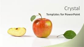  Presentation with quarter - Presentation theme consisting of one and a quarter apples on white background background and a white colored foreground
