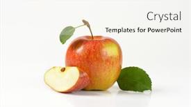 Presentation with quarter - Beautiful slide set featuring one and a quarter apples on white background backdrop and a sky blue colored foreground