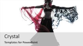  Presentation with arabic woman - Slide set consisting of one arabic woman belly dancer background and a light gray colored foreground