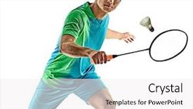  Presentation with badminton - PPT layouts with one asian badminton player man background and a white colored foreground