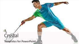  Presentation with badminton - Beautiful presentation theme featuring one asian badminton player man backdrop and a white colored foreground