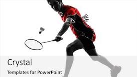  Presentation with badminton - PPT theme featuring one asian badminton player young background and a white colored foreground