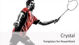  Presentation with sports badminton - Cool new PPT theme with one asian badminton player young backdrop and a white colored foreground
