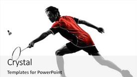  Presentation with sports badminton - Presentation design with one asian badminton player young background and a white colored foreground