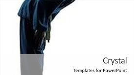  Presentation with martial arts - PPT theme with vo - one asian young man exercising background and a white colored foreground