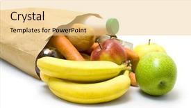  Presentation with grocery - Slides featuring one bag with food isolated background and a blonde colored foreground