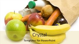  Presentation with food white - Cool new slides with one bag with food isolated backdrop and a yellow colored foreground