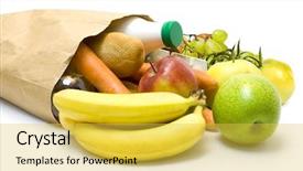  Presentation with grocery bag - Colorful PPT layouts enhanced with one bag with food isolated backdrop and a yellow colored foreground