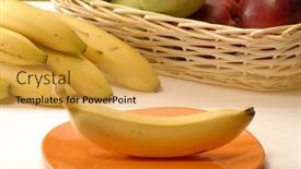  Presentation with banana - PPT layouts consisting of one-banana-and-fruits-background background and a gold colored foreground