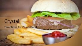 Presentation with burger fries - PPT theme with one beef burger background and a gold colored foreground