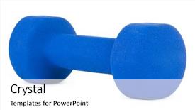  Presentation with dumbell - Slide set with one blue dumbell on white background background and a white colored foreground