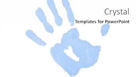  Presentation with hand print - Cool new presentation theme with one-blue-hand-print-against backdrop and a white colored foreground