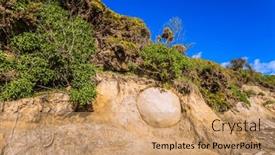  Presentation with boulder - Presentation design with one-boulder-in-the-beach background and a coral colored foreground
