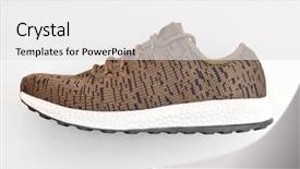  Presentation with brand - Presentation design featuring one brand new sport shoe background and a white colored foreground