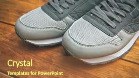  Presentation with brand - Amazing PPT theme having one brand new sport shoe backdrop and a tawny brown colored foreground