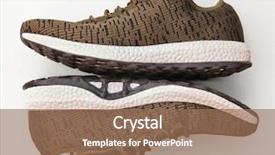  Presentation with new balance shoes - Amazing PPT theme having one brand new sport shoes backdrop and a coral colored foreground