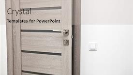  Presentation with brand - Amazing slide set having one brand new wooden door backdrop and a light gray colored foreground
